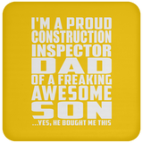 Proud Construction Inspector Dad Of Awesome Son - Drink Coaster