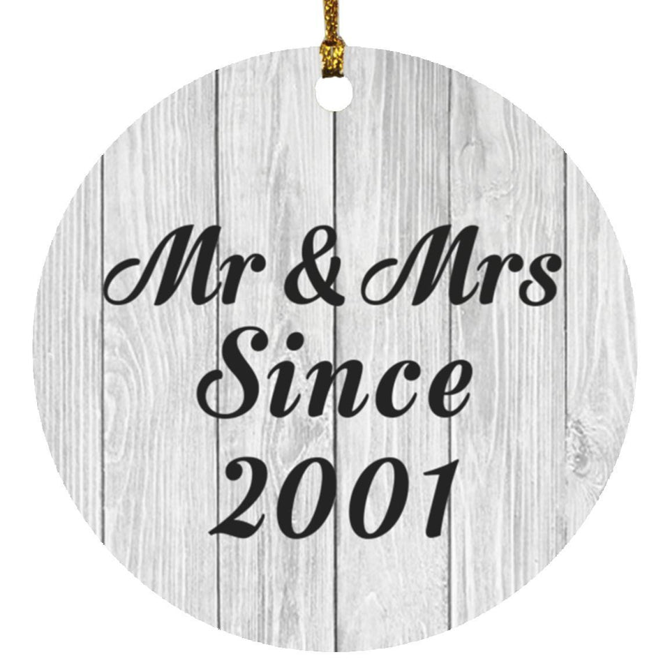 23rd Anniversary Mr & Mrs Since 2001 - Circle Ornament F