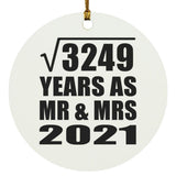 57th Anniversary Square Root of 3249 Years As Mr & Mrs 2021 - Circle Ornament