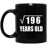 14th Birthday Square Root of 196 Years Old - 11oz Coffee Mug Black