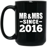 8th Anniversary Mr & Mrs Since 2016 - 15 Oz Coffee Mug Black