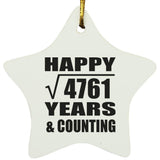 Happy 69th Anniversary Square Root of 4761 Years & Counting - Star Ornament