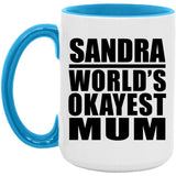 Sandra World's Okayest Mum - 15oz Accent Mug Blue