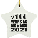 12th Anniversary Square Root of 144 Years As Mr & Mrs 2021 - Star Ornament