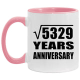 73rd Anniversary Square Root of 5329 Years Anniversary - 11oz Accent Mug Pink