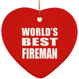 World's Best Fireman - Heart Ornament
