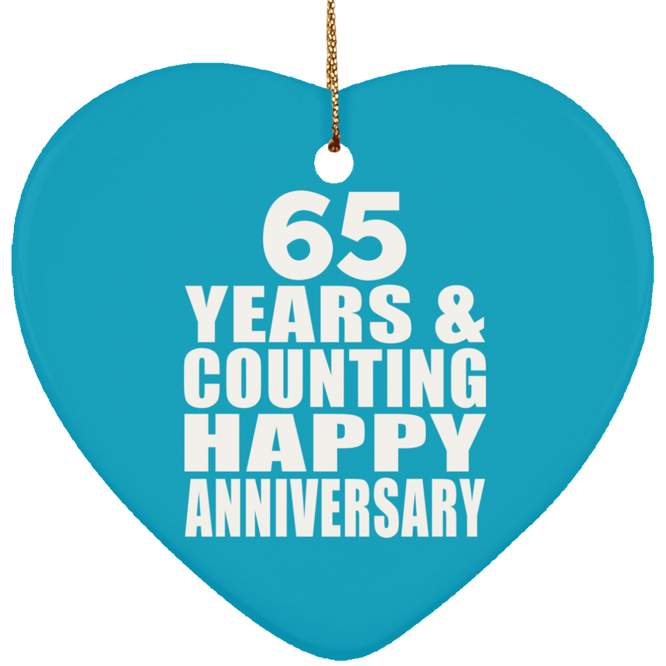 Happy 65th Anniversary 65 Years & Counting - Heart Ornament