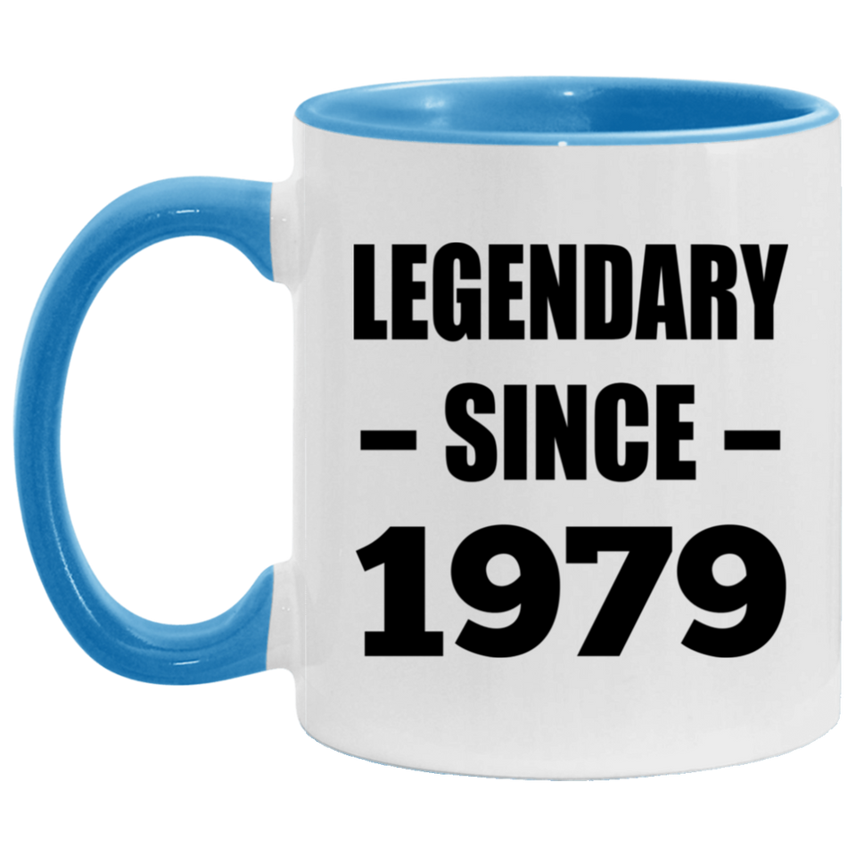 45th Birthday Legendary Since 1979 - 11oz Accent Mug Blue