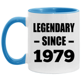 45th Birthday Legendary Since 1979 - 11oz Accent Mug Blue