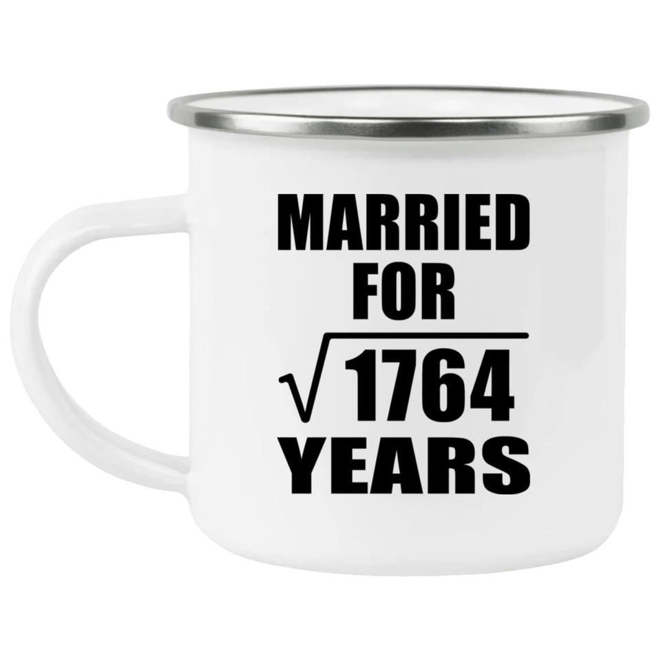 42nd Anniversary Married For Square Root of 1764 Years - 12oz Camping Mug