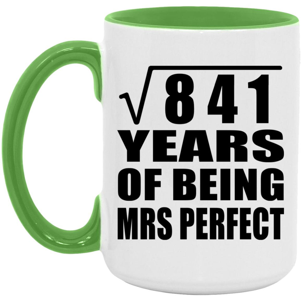 29th Anniversary Square Root of 841 Years of Mrs Perfect - 15oz Accent Mug Green
