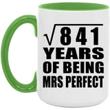 29th Anniversary Square Root of 841 Years of Mrs Perfect - 15oz Accent Mug Green