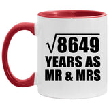 93rd Anniversary Square Root of 8649 Years As Mr & Mrs - 11oz Accent Mug Red
