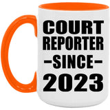 Court Reporter Since 2023 - 15oz Accent Mug Orange