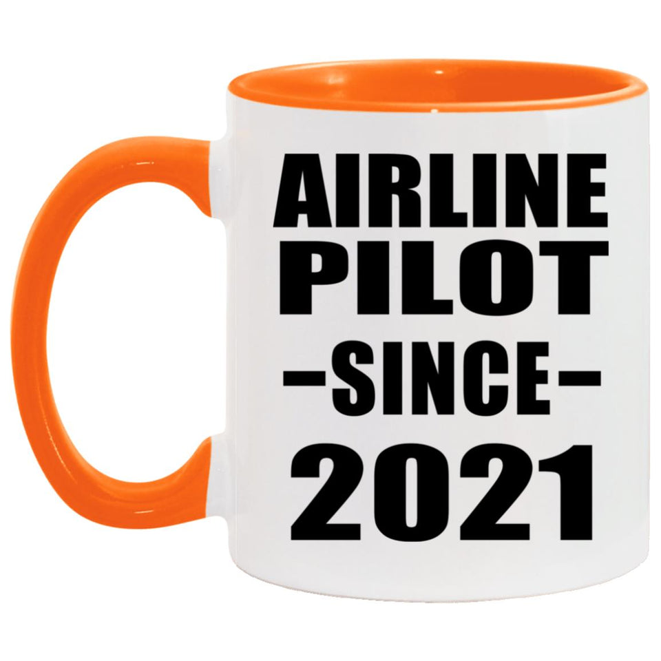 Airline Pilot Since 2021 - 11oz Accent Mug Orange