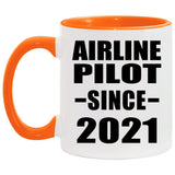 Airline Pilot Since 2021 - 11oz Accent Mug Orange