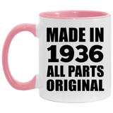 88th Birthday Made in 1936 All Parts Original - 11oz Accent Mug Pink