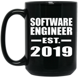 Software Engineer Established EST. 2019 - 15oz Coffee Mug Black