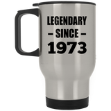 51st Birthday Legendary Since 1973 - Silver Travel Mug