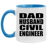 Dad Husband Civil Engineer - 11oz Accent Mug Blue