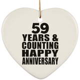 Happy 59th Anniversary 59 Years & Counting - Heart Ornament