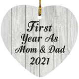 First Year As Mom & Dad 2021 - Heart Ornament F