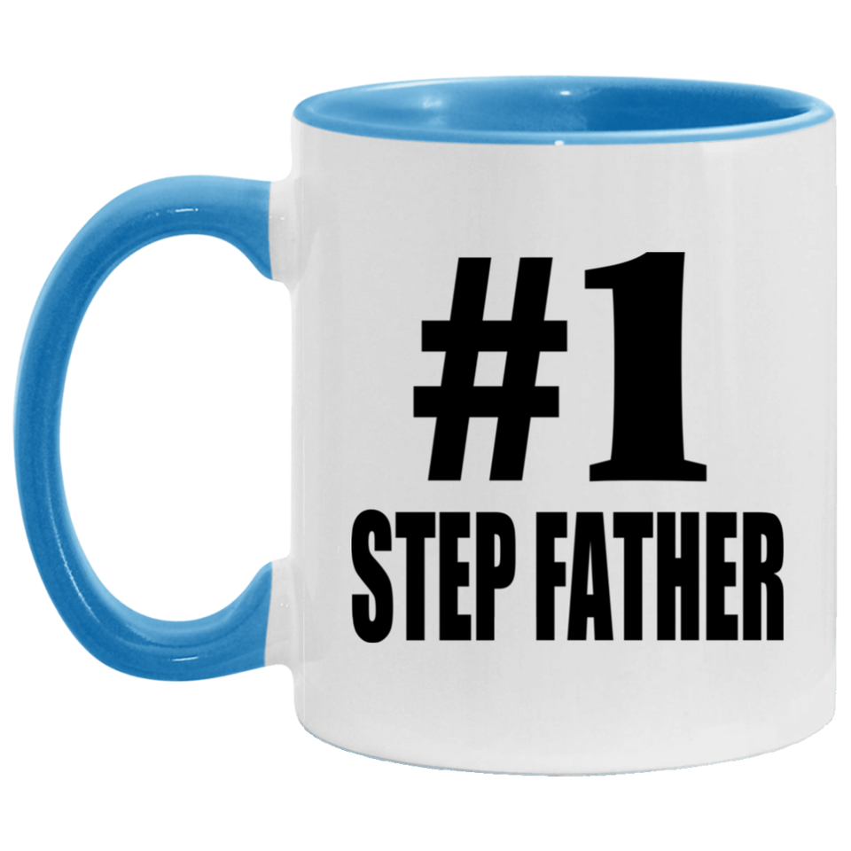 Number One #1 Step Father - 11oz Accent Mug Blue