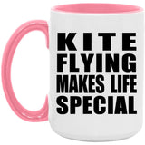 Kite Flying Makes Life Special - 15oz Accent Mug Pink