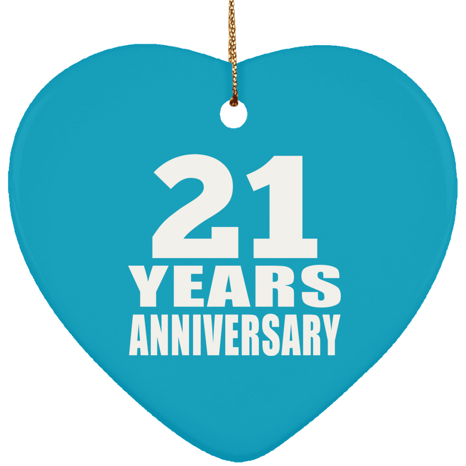 21st Anniversary 21 Years - Heart Ornament