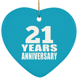 21st Anniversary 21 Years - Heart Ornament