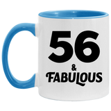 56th Birthday 56 & Fabulous - 11oz Accent Mug Blue