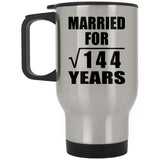 12th Anniversary Married For Square Root of 144 Years - Silver Travel Mug