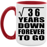 6th Anniversary Square Root of 36 Years Down Forever To Go - 15oz Accent Mug Red