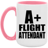 A+ Flight Attendant - 15oz Accent Mug Pink