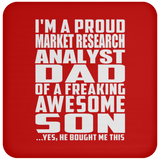 Proud Market Research Analyst Dad Of Awesome Son - Drink Coaster