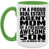 Proud Real Estate Agent Mom Of Awesome Son - 15oz Accent Mug Green