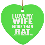 I Love My Wife More Than Rat - Heart Ornament