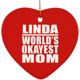 Linda World's Okayest Mom - Heart Ornament