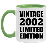 22nd Birthday Vintage 2002 Limited Edition - 11oz Accent Mug Green