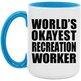 World's Okayest Recreation Worker - 15oz Accent Mug Blue