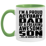 Proud Actuary Dad Of Awesome Son - 11oz Accent Mug Green