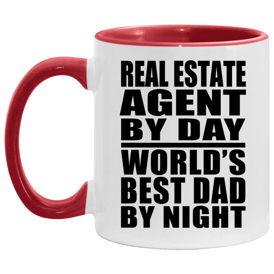 Real Estate Agent By Day World's Best Dad By Night - 11oz Accent Mug Red