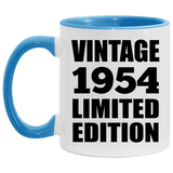 70th Birthday Vintage 1954 Limited Edition - 11oz Accent Mug Blue