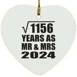 34th Anniversary Square Root of 1156 Years As Mr & Mrs 2024 - Heart Ornament