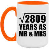 53rd Anniversary Square Root of 2809 Years As Mr & Mrs - 15oz Accent Mug Orange