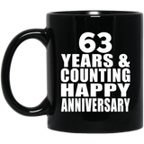 Happy 63rd Anniversary 63 Years & Counting - 11 Oz Coffee Mug Black