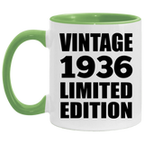 88th Birthday Vintage 1936 Limited Edition - 11oz Accent Mug Green