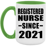 Registered Nurse Since 2021 - 15oz Accent Mug Green