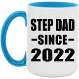 Step Dad Since 2022 - 15oz Accent Mug Blue
