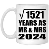 39th Anniversary Square Root of 1521 Years As Mr & Mrs 2024 - 11oz Coffee Mug
